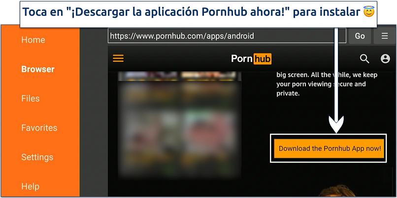 Screenshot showing how to download the Pornhub app