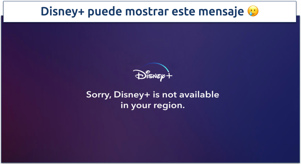 Captura de pantalla del mensaje de error de Disney+