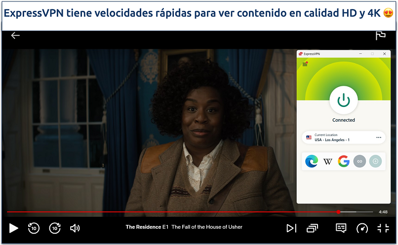 Captura de pantalla al ver La residencia en Netflix desde el servidor USA - Los Angeles de ExpressVPN