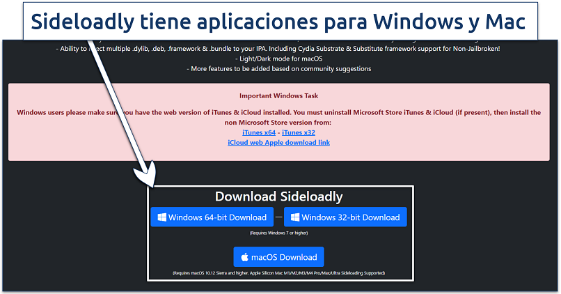 Image showing the sideloadly website