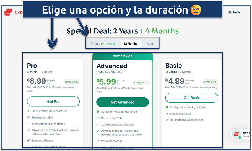 Screenshots showing how to purchase ExpressVPN