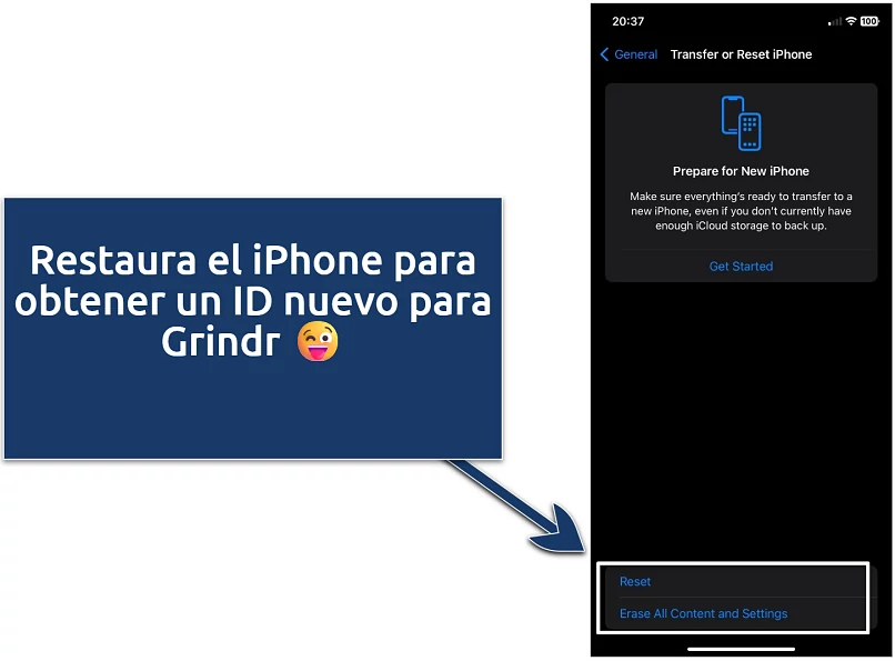 An image showing where to reset iPhone from the settings